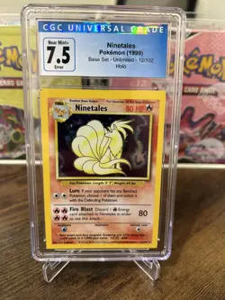 Ninetales Square Cut Miscut Error Base Set Holo Pokemon Card CGC 7.5 - Image 1