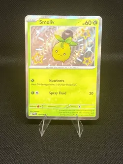 Pokemon TCG Smoliv 102/091 Shiny Rare Holo Card Paldean Fates NM/Mint - Image 1