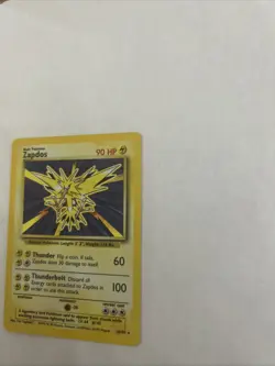 Pokemon TCG Zapdos Base Set Holo Unlimited Rare Card 16/102 LP Condition - Image 3