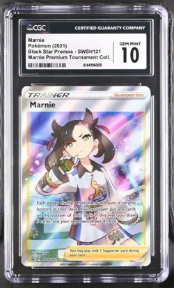 CGC 10 MARNIE SWSH121 PREMIUM TOURNAMENT COLLECTION POKEMON w. PINK GRADEDGUARD - Image 2