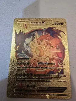 Pokemon Charizard V Evolution 508HP Gold Foil Fan Art - Image 1