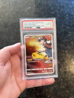 2018 POKEMON JPN SM PROMO POKEMON CENTER 20TH CAMPAIGN RED'S PIKACHU PSA 10 - Image 1