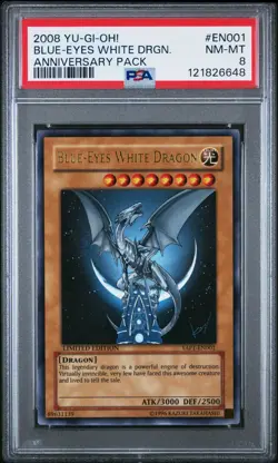 Yugioh Blue Eyes White Dragon Anniversary Pack YAP1-EN001 PSA 8 NM-MT - Image 1