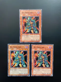 Yugioh Des Feral Imp DR1-EN176 Common Unlimited Edition LP/MP X3 - Image 1