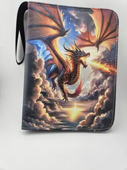 Pokemon Flaming Card Binder w/50 Sleeves Zip Closure & Wrist Band New! - Image 1