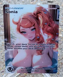 Pokemon Sonia Anima Waifu Sexy Doujin ACG DIY Trainer Full Art Card Holo NM+ - Image 1