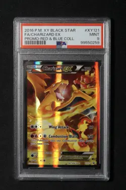 PSA 9 MINT Charizard EX XY121 Black Star Promo FULL ART HOLO PROMO Pokemon Card - Image 1