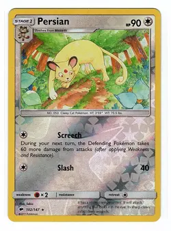 Persian 102/147 Sm-Burning Shadows Reverse Holo Rare -Pokemon Card NM - Image 1