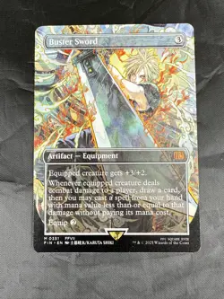 Buster Sword Final Fantasy MTG NM Borderless Non-Foil PULLED AND SLEEVED!! - Image 1