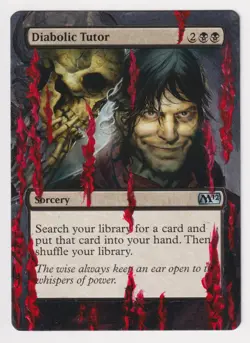Altered Diabolic Tutor MP M12 MTG Magic Hand Painted Unique Custom Extended Art! - Image 1