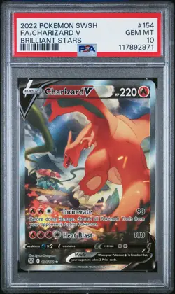 PSA 10 GEM MINT Charizard V Alternate Art 154/172 Pokemon Brilliant Stars - Image 1