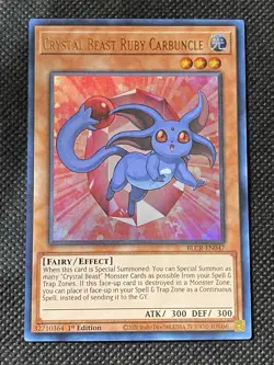 YuGiOh! Crystal Beast Ruby Carbuncle BLCR-EN047 Ultra Rare 1st Edition Near Mint - Image 1