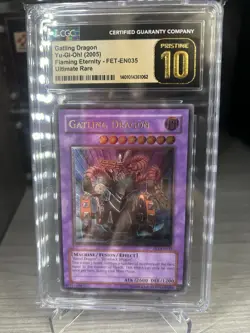 Yugioh Gatling Dragon Flaming Eternity 1st Edition Ultimate rare CGC Pristine 10 - Image 1