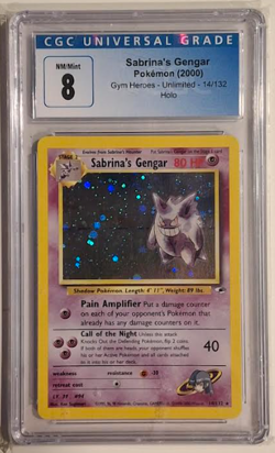 CGC 8 MINT Sabrina's Gengar 2000 Gym Heroes 14/132 Holo Pokemon Card - Image 1