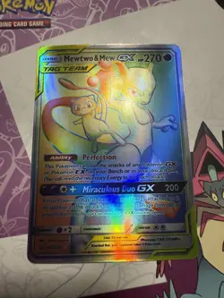 Mewtwo & Mew Gx 242/236 Hyper Rainbow Secret Rare Unified Minds Pokemon Card PD - Image 1