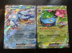 Venusaur Ex & Blastoise Ex Stellar Crown Stamped Promo Pokemon Cards NM - Image 1