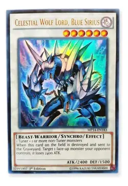 MP14-EN183 CELESTIAL WOLF LORD BLUE SIRIUS ULTRA RARE 1ST EDITION NM YuGiOh TCG - Image 1