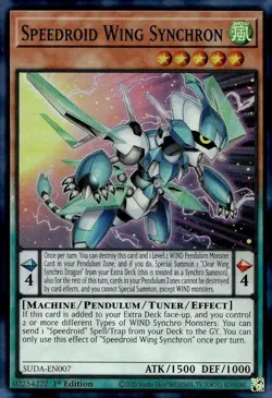 Yugioh! Speedroid Wing Synchron - SUDA-EN007 - Super Rare - 1st Edition Near Min - Image 1