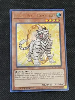 YuGiOh! - Crystal Beast Topaz Tiger BLCR-EN050 Ultra Rare 1st Edition Near Mint - Image 1