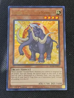 YuGiOh! Crystal Beast Amber Mammoth BLCR-EN051 Ultra Rare 1st Edition Near Mint - Image 1