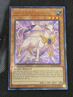 YuGiOh! - Crystal Beast Amethyst Cat BLCR-EN048 Ultra Rare 1st Edition Near Mint - Image 1