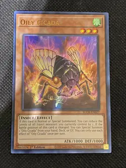 YuGiOh! - Oily Cicada BLCR-EN027 Ultra Rare 1st Edition Near Mint - Image 1