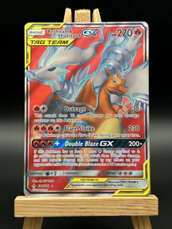 Reshiram & Charizard GX Full Art Holo Card 194/214 Unbroken Bonds NM Condition - Image 1
