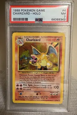 Pokemon Base Set Charizard Holo 1999 #4 PSA Graded NM 7 - Image 1