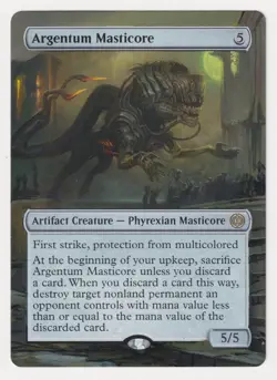 Altered Argentum Masticore LP MTG Magic Hand Painted Unique Custom Extended Art! - Image 1