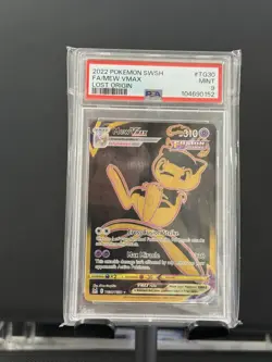 2022 POKEMON SWORD & SHIELD LOST ORIGIN TG30 FULL ART/MEW VMAX PSA MINT 9 - Image 1