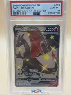 PSA 10 FA/Charizard V 2020 Pokemon SWSH #079 Champions Path Secret GM MT - Image 1