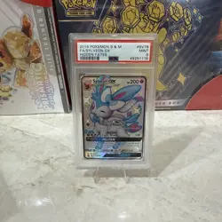 2019 POKEMON SUN & MOON HIDDEN FATES #SV76 FULL ART/SYLVEON GX PSA 9 - Image 1