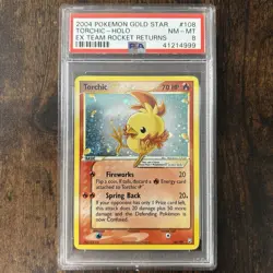 2004 Pokemon Ex Team Rocket Returns Gold Star Torchic #108 Holo PSA 8 - Image 1