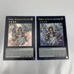 Yugioh - Minerva, the Exalted Lightsworn BLLR-EN044 1st Edition SECRET NM X2 - Image 1