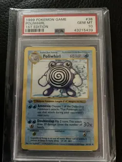 PSA 10 GEM MINT Poliwhirl 38/102 1st Ed Shadowless Base Set Pokemon Graded Card - Image 1
