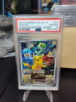 Pikachu 001/SV-P SV Scarlet/Violet Pre Order Promo Japanese Pokemon Card PSA 10 - Image 1