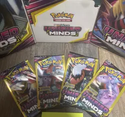 Pokemon Unified Minds 3 Card Pack Art Set (4x Packs) - Image 1