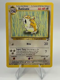 Pokemon TCG - Raticate - 58/130 (Regular) - WOTC: Base Set 2 - Image 1