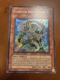 YuGiOh Gladiator Beast Retiari Secret Rare CSOC-EN086 Crossroads Of Chaos 1st - Image 1
