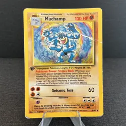 Machamp 8/102 1st Edition Base Set Deck Exclusives Holo Rare Pokemon Card HP/DMG - Image 1