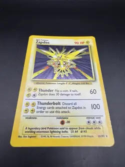 Pokemon TCG Zapdos Base Set Holo Unlimited Rare Card 16/102 - Image 1
