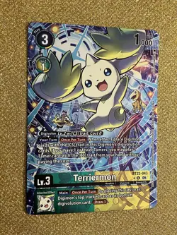 Digimon Card Game Terriermon Alt Art Box Topper BT22-043 U Cyber Eden - Image 1