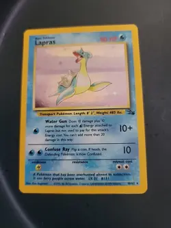 1999 Pokemon TCG Lapras Holo Rare Card 10/62 Fossil Set - Image 1