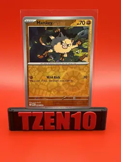 Mankey Reverse Holo SV10: Destined Rivals #090/182 Pokemon TCG NM - Image 1