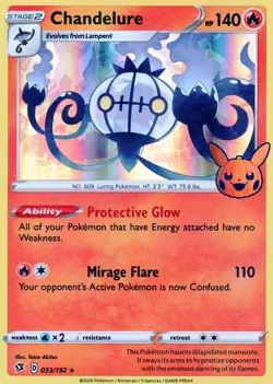 Pokemon Holo Rare "Chandelure" #033/192 NM-Mint Trick Or Trade Halloween.2 Cards - Image 1