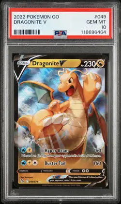 2022 POKEMON GO #049 DRAGONITE V PSA 10 - Image 1