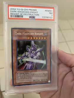 YUGIOH ROD-EN001 DARK MAGICIAN KNIGHT SUPER RARE HOLO FOIL PSA 7 NEAR MINT - Image 1