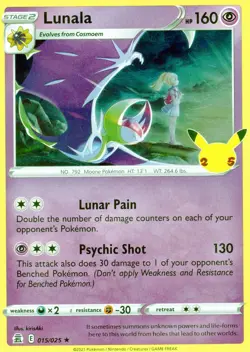 "Lunala" #015/025 Holo Rare 2021 Pokemon Celebrations 25th Anv! 2 Card Set! LP - Image 1