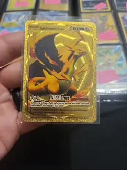 2020 Pokemon Super Fire Breathing Dragon Gold Foil Card - Image 1
