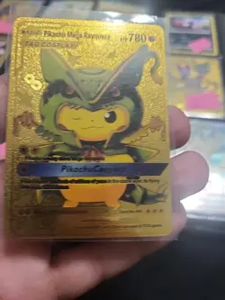 Pokemon - Pikachu Mega Rayquaza - Tag Cosplay - Gold Foil - Fan Art - Card #006 - Image 3